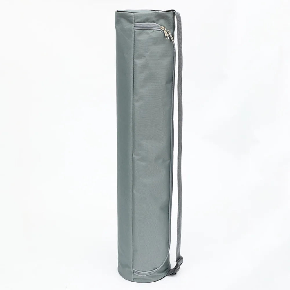 Gray yoga mat bag on a white background